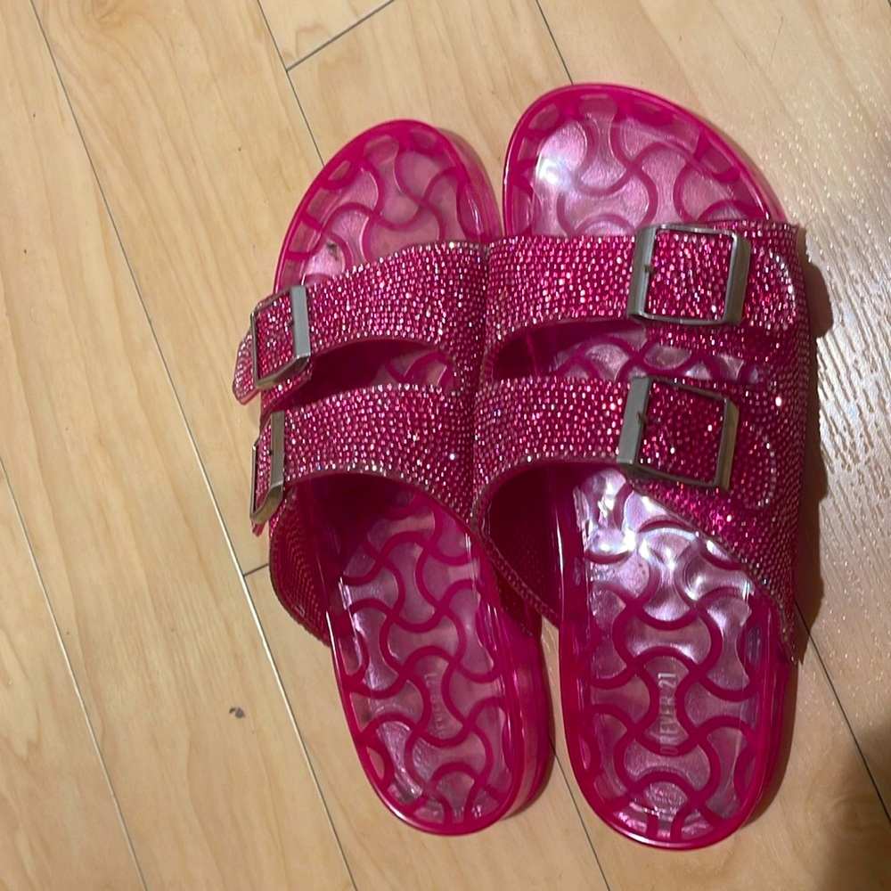 Pink glitter slides